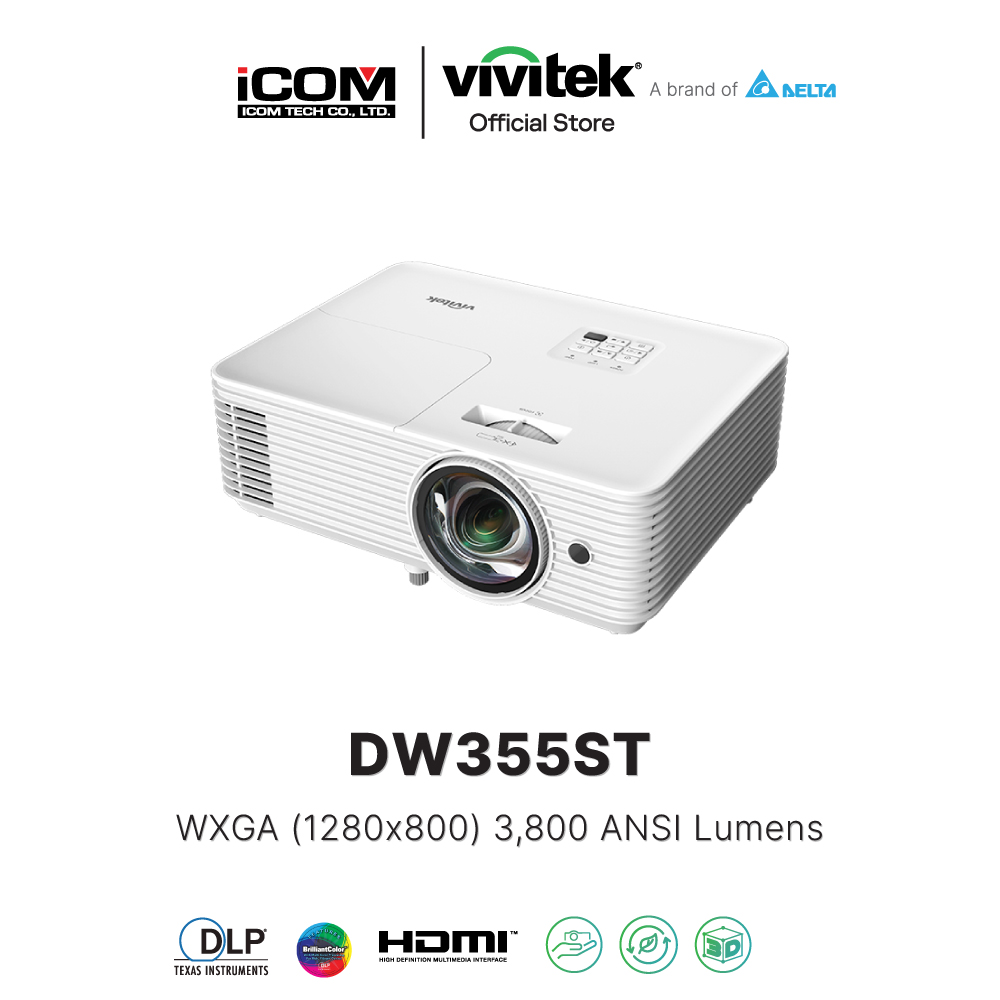 Vivitek DW355ST WXGA (1280x800) PROJECTOR 3800 ANSI Lumens (โปรเจคเตอร์) พร้อมส่ง Warranty 3 years